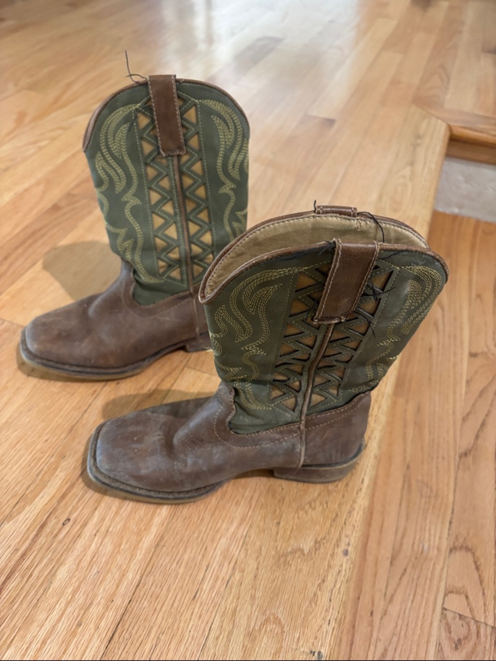 Roper Brown Leather Western Work Boots with Suede Lining